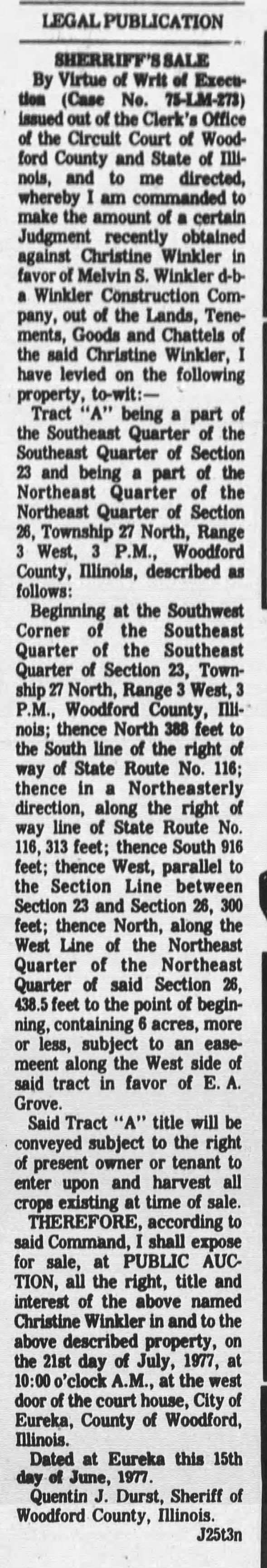 Clipping from Woodford County Journal